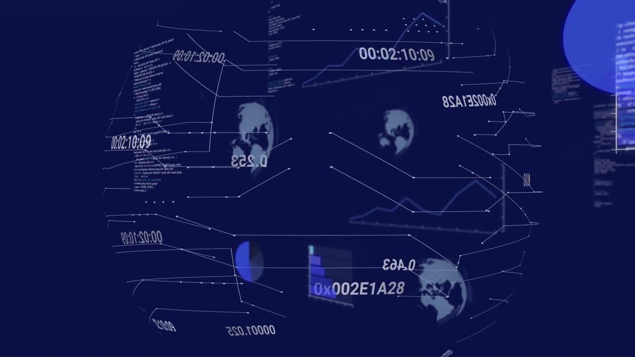 animación del procesamiento de datos en todo el mundo