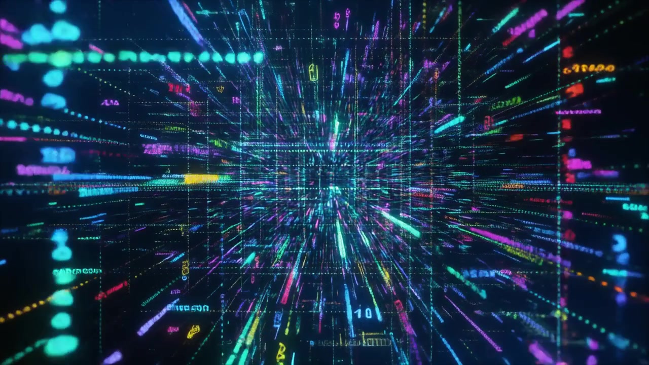 Abstract Digital Data Stream Moving Through Cyberspace