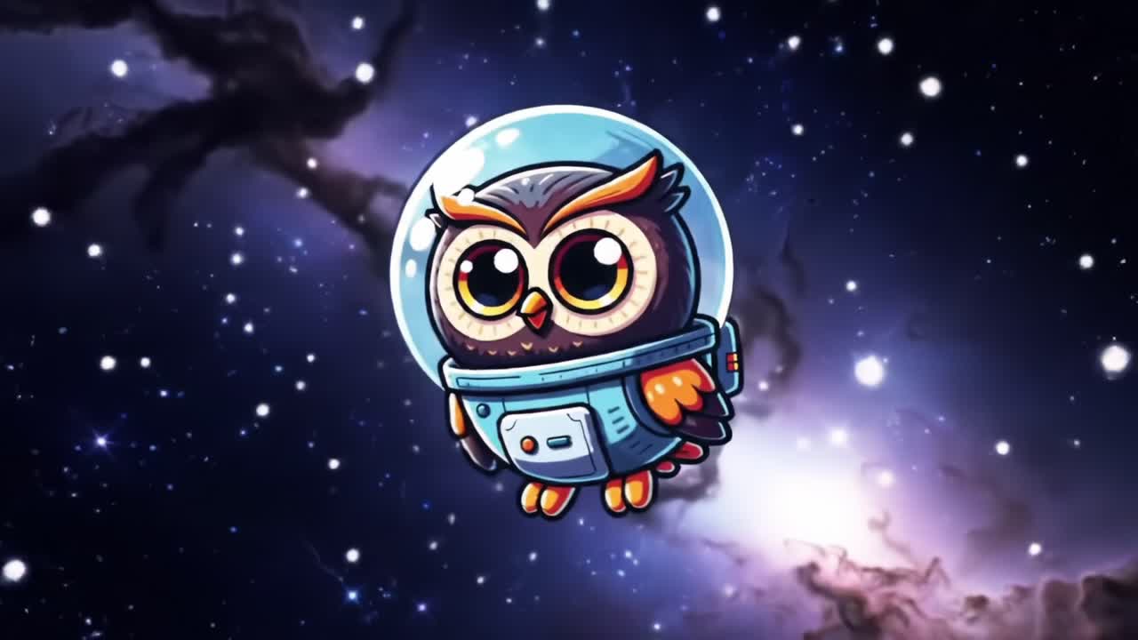 Adventurous Owl in Space: A Charming and Fun Space Odyssey Featuring an Adorable Astronaut Owl Exploring the Mysteries of the Galaxy Among Stellar Backgrounds