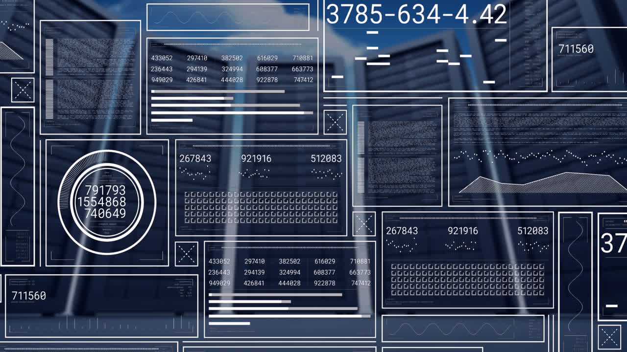 animación del procesamiento de datos a través de servidores informáticos