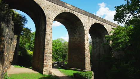 torrs riverside park goyt river aqueduct aerial zoom track in