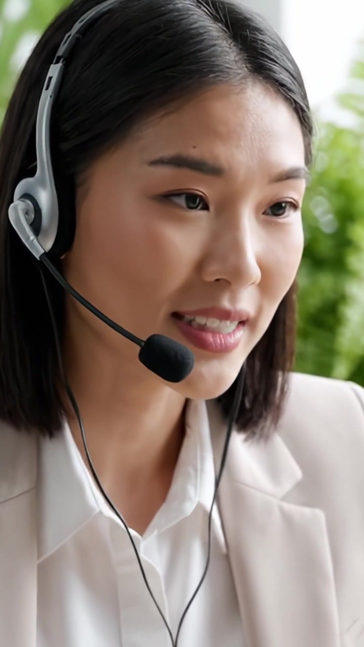Operatore di Call Center Coinvolgente che Emana Professionalità e Cordialità nell'Assistere i Clienti con Cura ed Efficienza in un Moderno Ambiente d'Ufficio