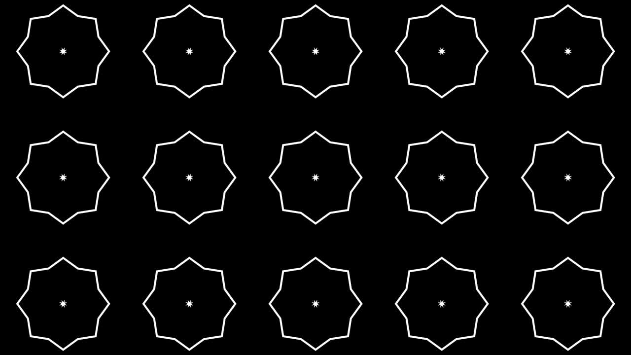 기하학적 패턴 라인 모노크롬 칼레이도스코프 애니메이션