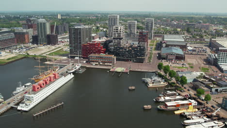 NDSM-Ferry-Terminal-Near-Hotel-And-Restaurant-In-Amsterdam,-Netherlands