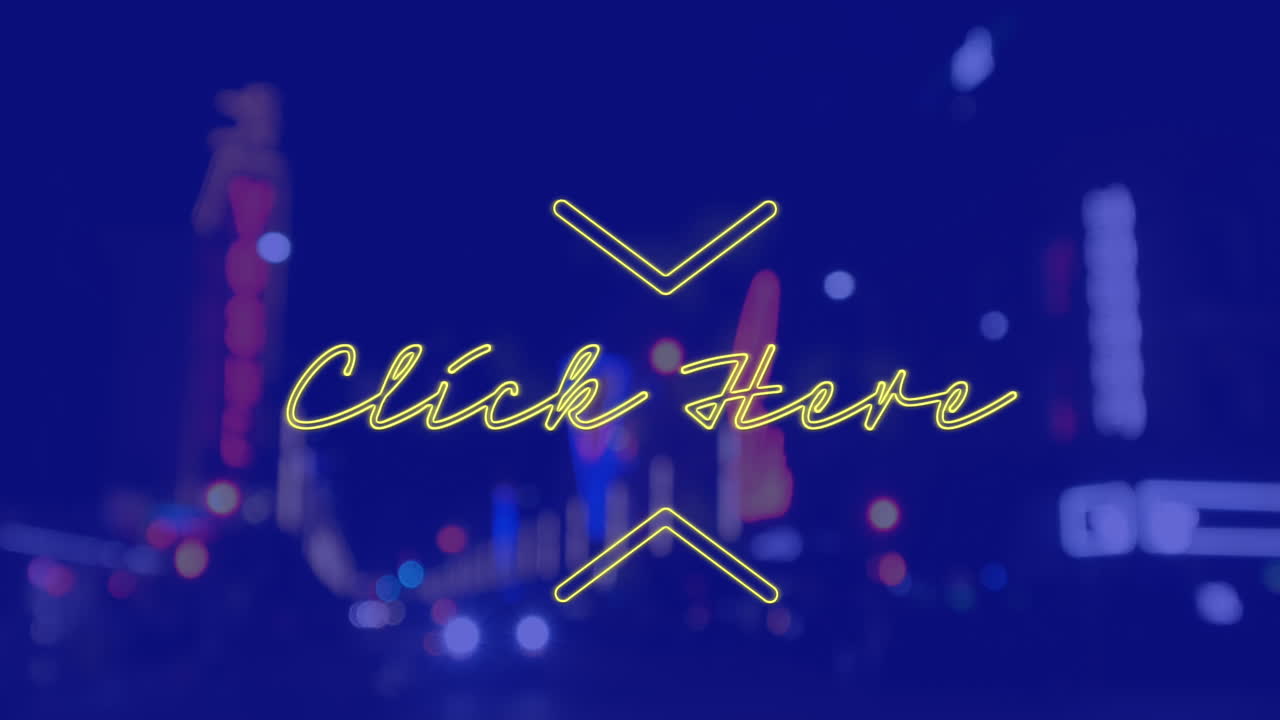 파란색 배경에 밤에 도시 풍경 위의 텍스트를 여기를 클릭하십시오.