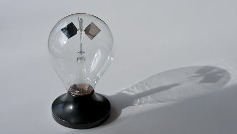 crookes radiometer slows to a stop evoquing the loss of renewable energy