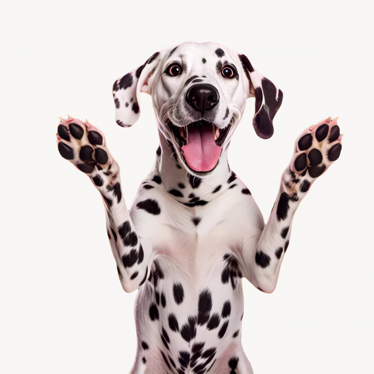 Playful Dalmatian with raised paws animation isolated asset, transparent 4K video, alpha channel