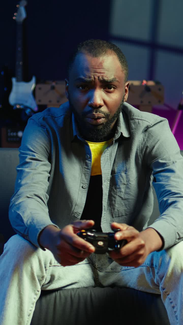 Vertical video Player in RGB lit home gaming with joystick