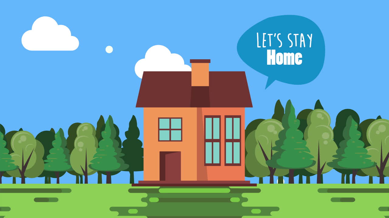 집에 머물러 캠페인과 집 장면