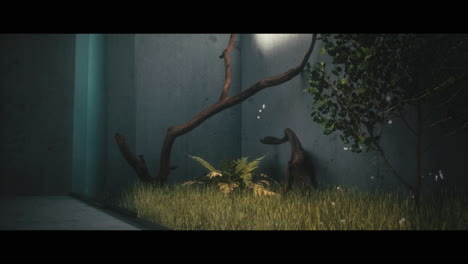 modern concrete interior with plants