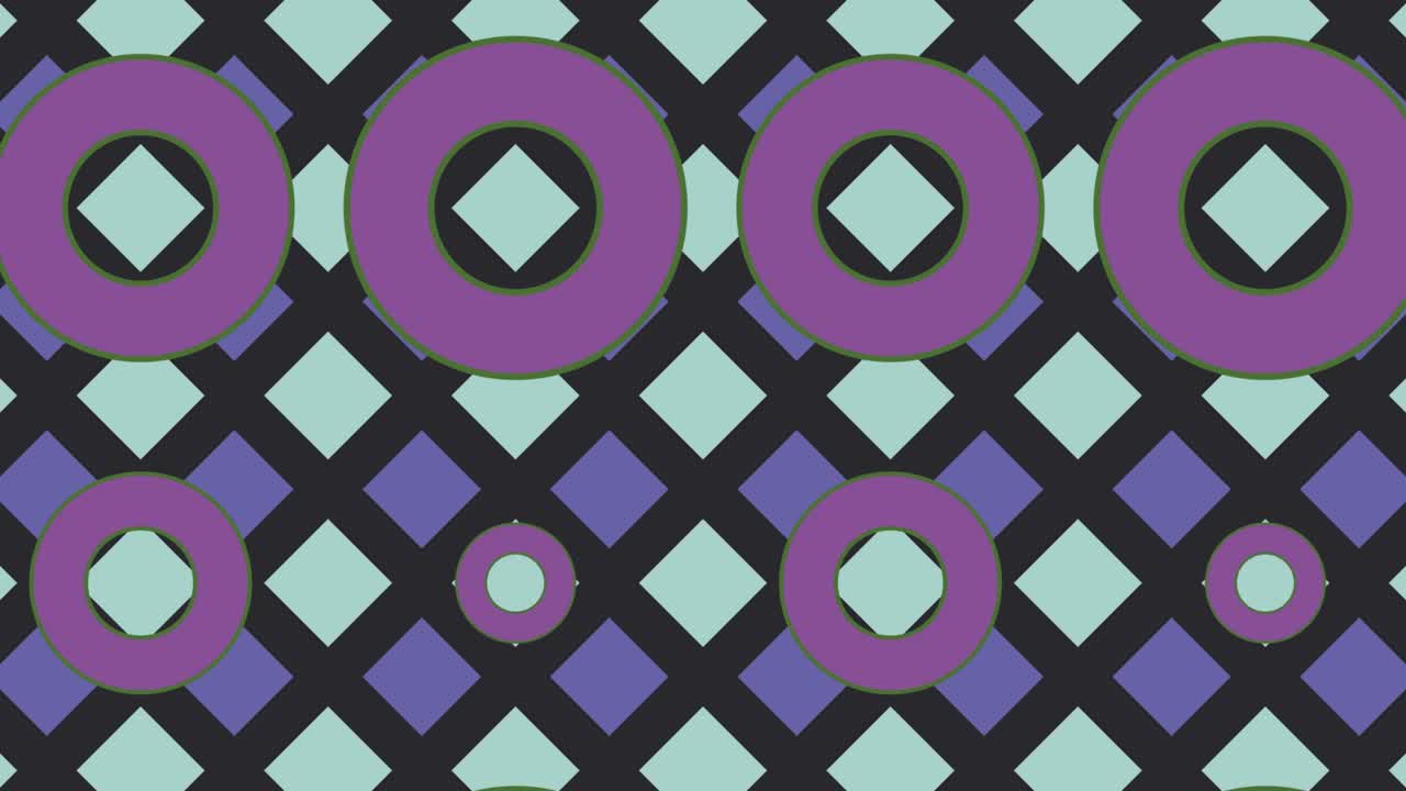 fondo abstracto con azulejos animados y elementos geométricos. fondo gráfico en movimiento en un diseño plano. formas multicolores abstractas en mosaico dinámico mínimo