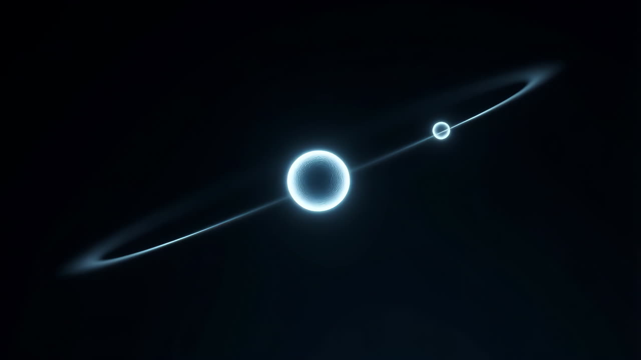 Cosmic Dance: Glowing Planet with Rings in Dark Space