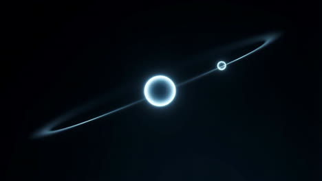 cosmic dance: glowing planet with rings in dark space