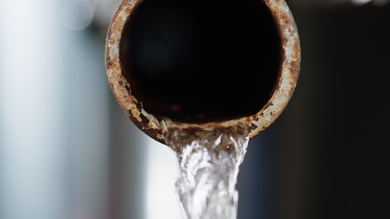 Water Flowing from Rusty Pipe