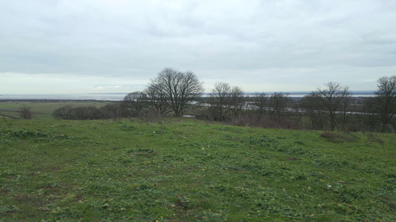 vista de dron descendente del estuario del rayo desde el parque hadleigh