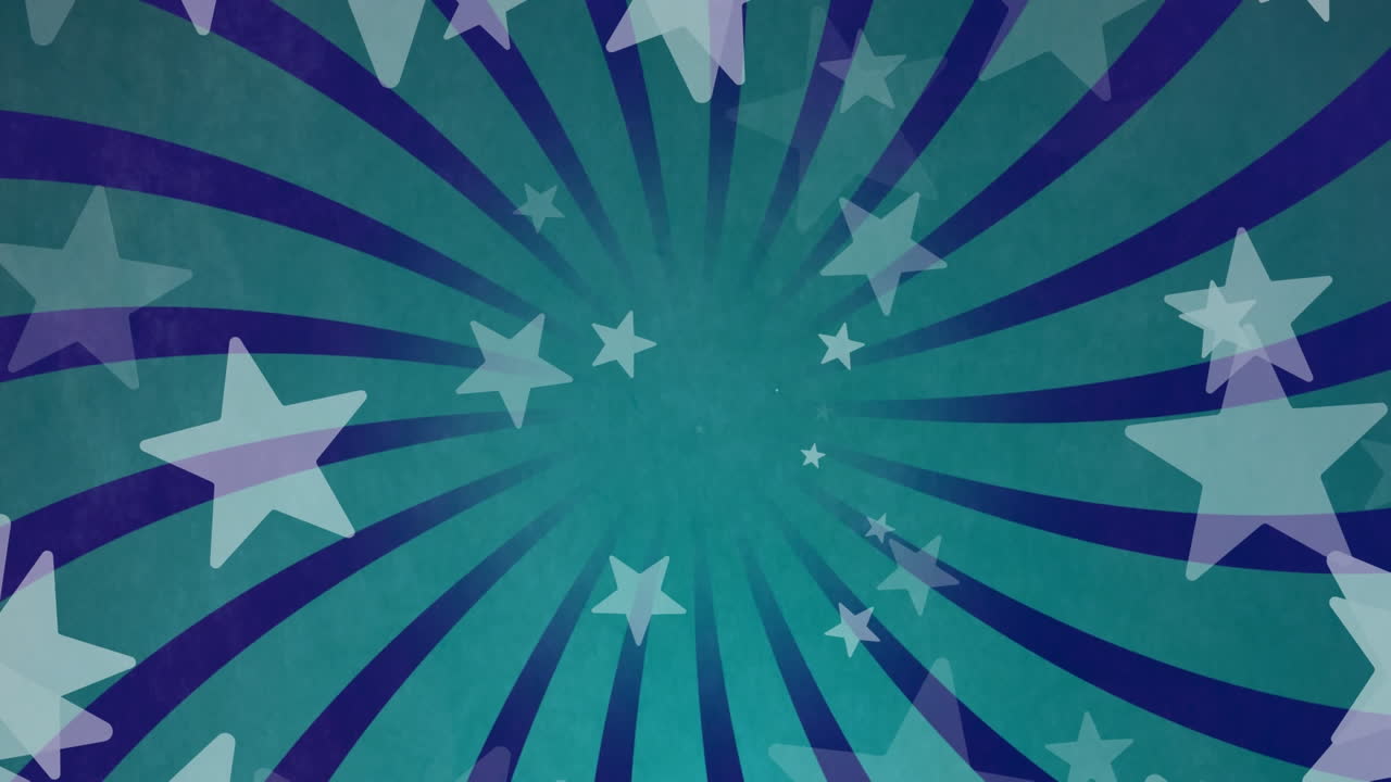 Animação de estrelas sobre listras em fundo verde