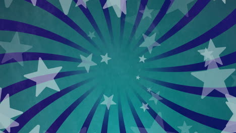 animación de estrellas sobre rayas sobre fondo verde
