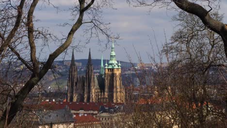 saint vitus cathedral in prague, czech republic viewed from the petřín hill