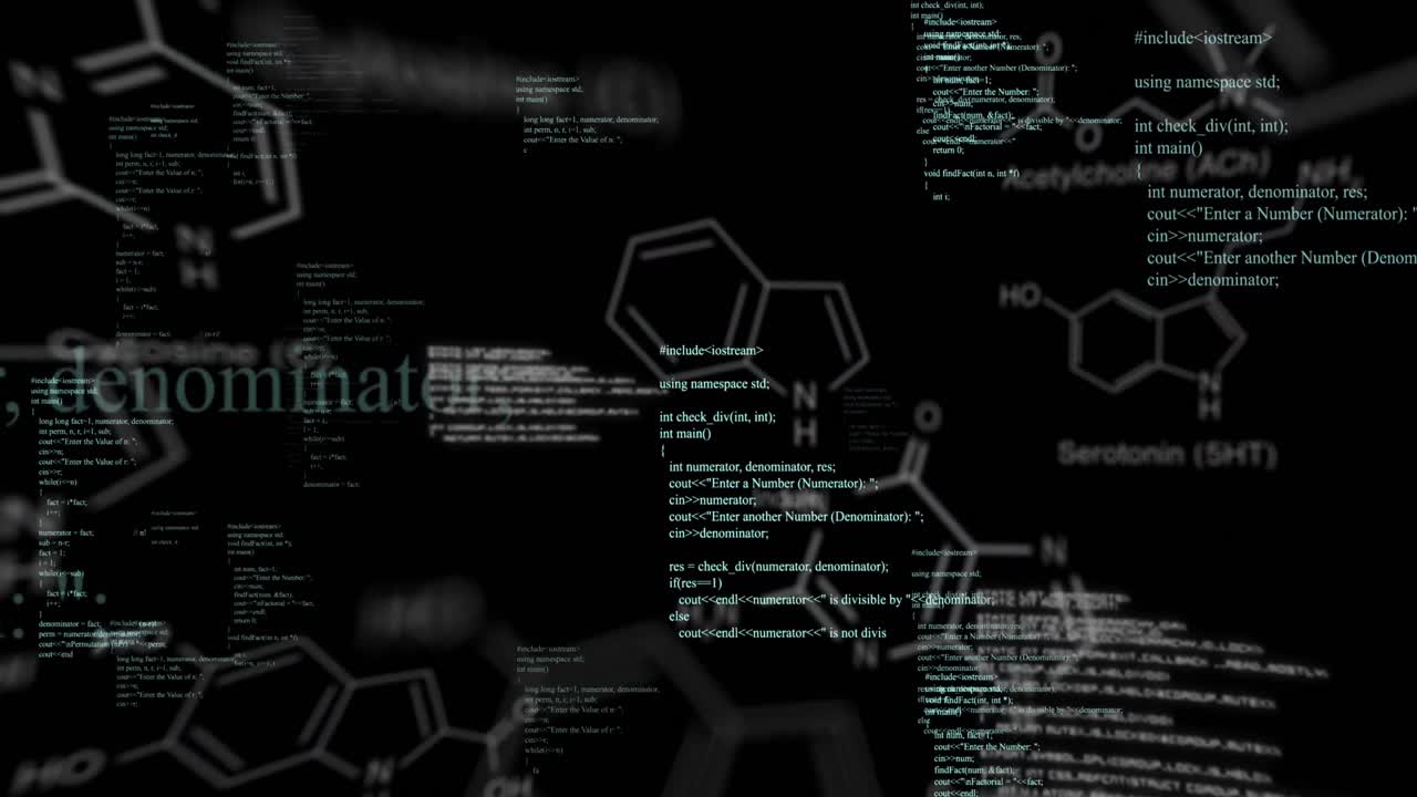 Animation of data processing on black background