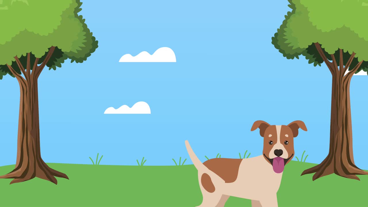 dog mascot in the park animation