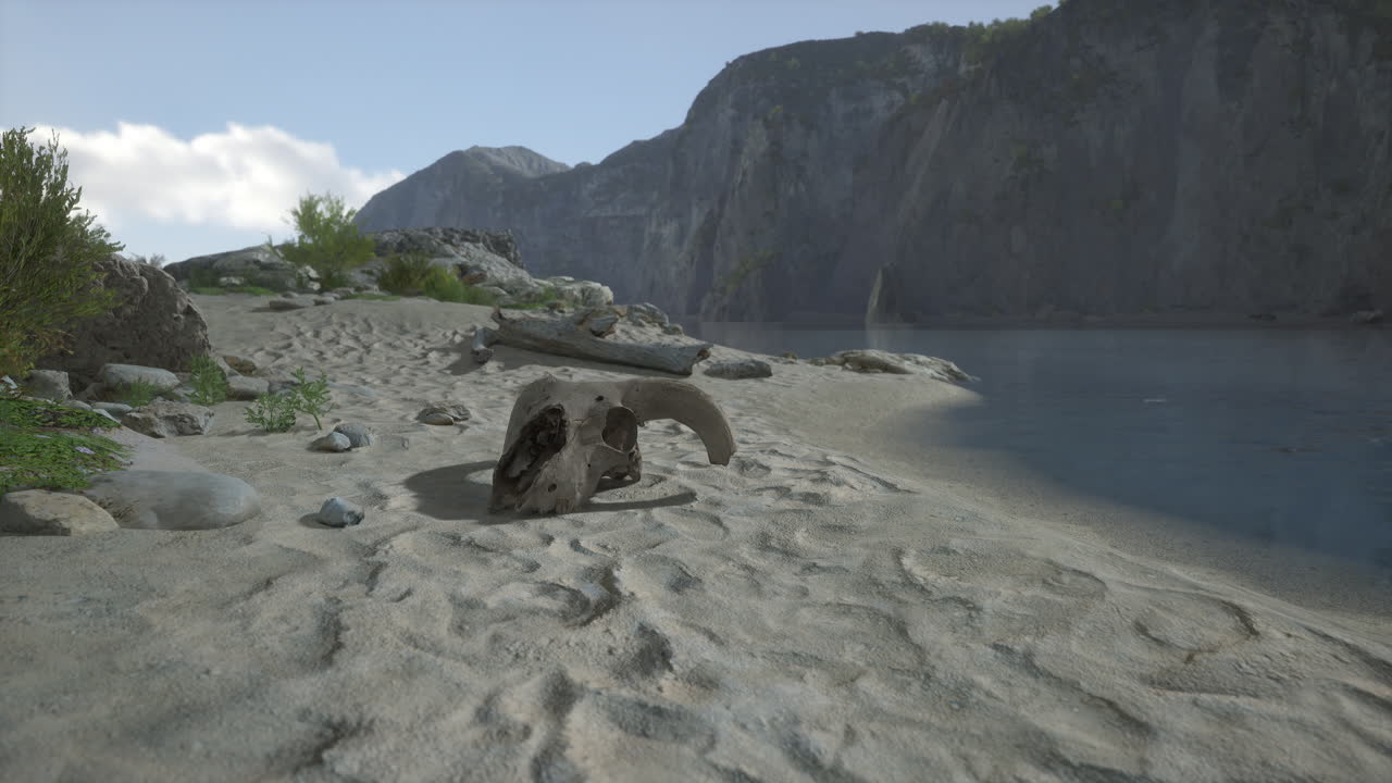 해변 에 있는 동물 의 두개골