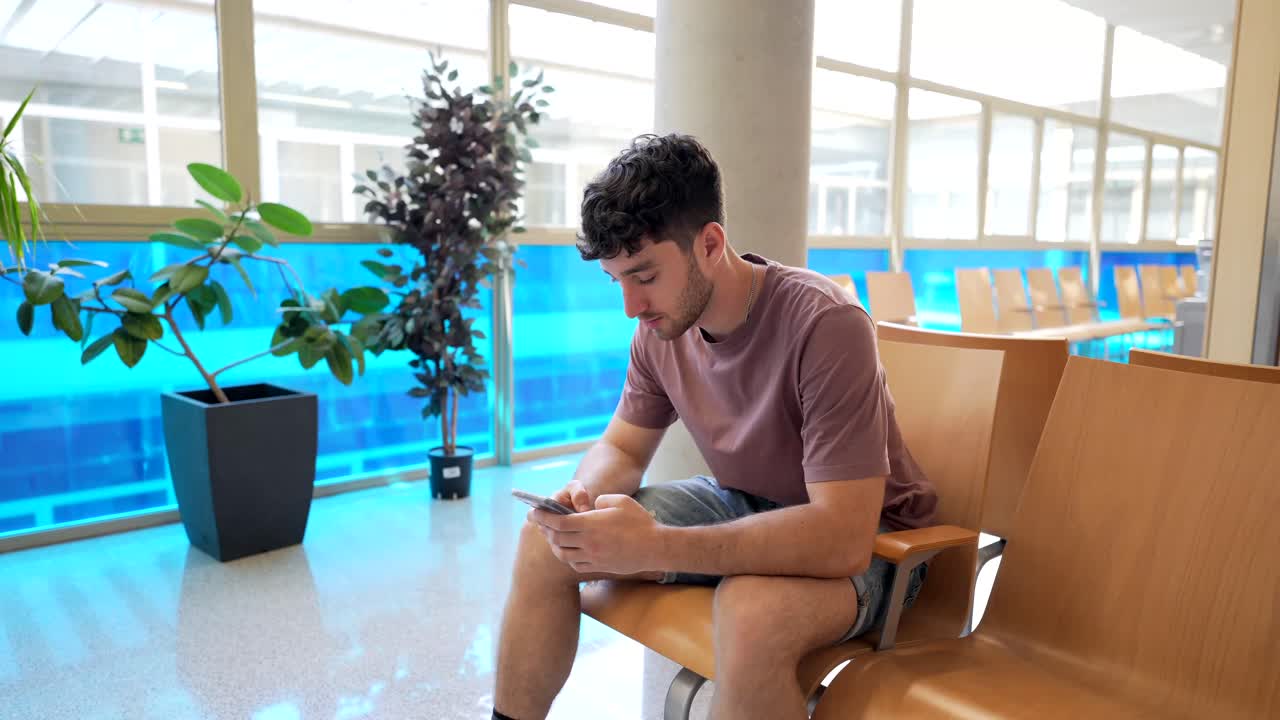 Waiting room with patient and doctor