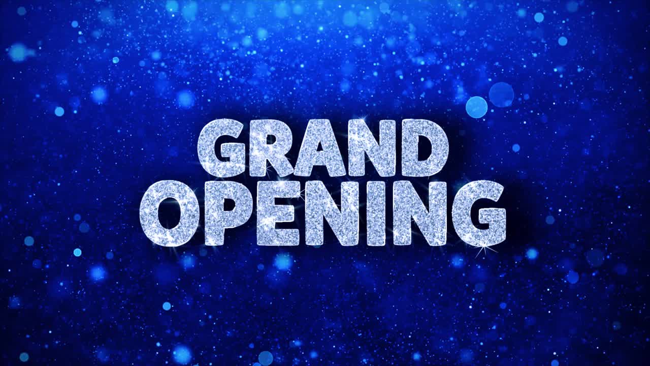 Grand Opening Announcement with Sparkling Glitter Effect