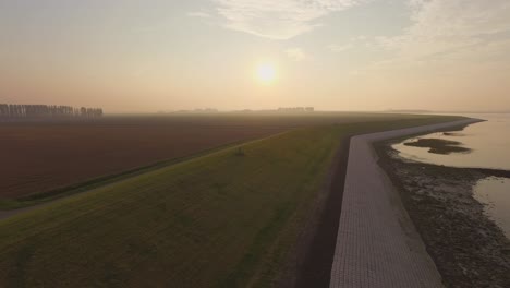aerial: the dykes and shoreline of the oosterschelde, the netherlands