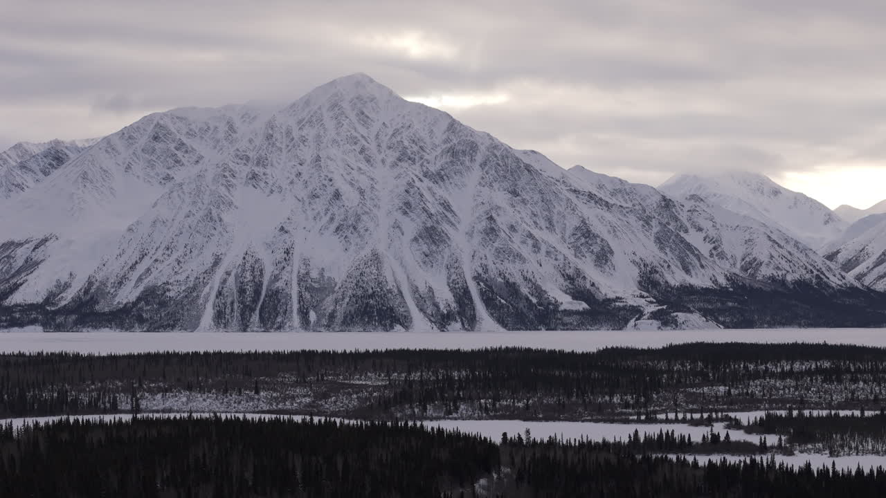 Overcast Sky Over Snow Mountains In Kluane National Park And Reserve, Yukon, Canada. Aerial Drone Shot