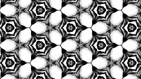 4k seamless looped animation of black and white pattern with ribbons are twisted and formed complex circular structures like symmetric ornament pattern or kaleidoscopic