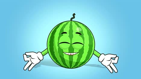 cartoon watermelon face animation zen relax meditation with luma matte