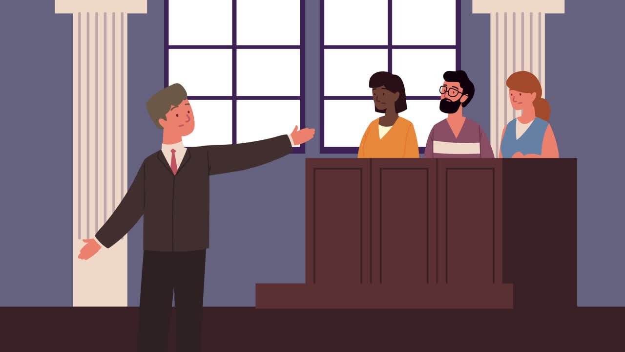 변호사와 배심원 정의 애니메이션