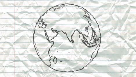 Earth-drawing-paper-cartoon-hand-drawn-animation-spinning-globe-world-pen-loop