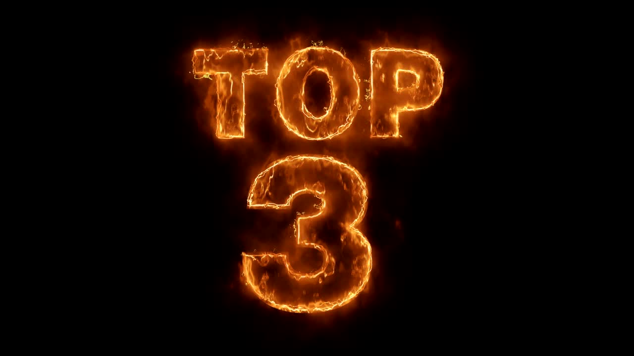 Top 3 Word Hot Animated Burning Realistic Fire Flame Loop.