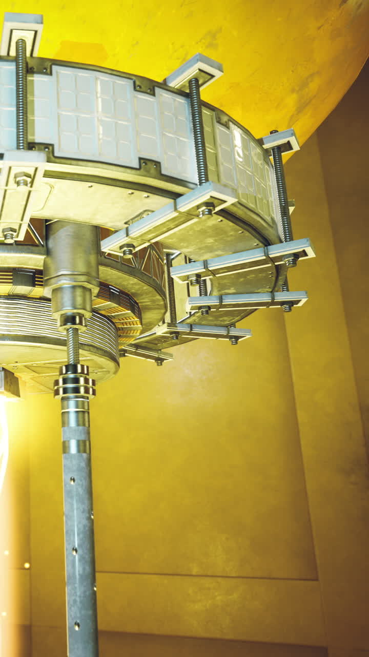 Discovering a futuristic energy generator in a golden chamber