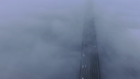highway bridge over a cloud of dreamy atmosphere