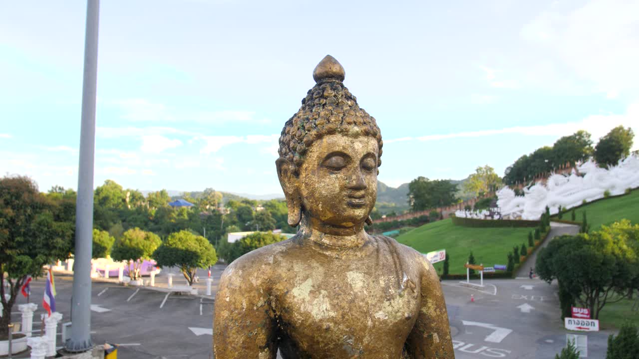 Ancient Buddha Statue At Phop Chok Dhamma Chedi Pagoda In Mae Yao, Thailand. Close-up Shot