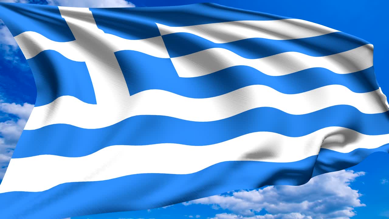 구름이 가득한 하늘을 배경으로 그리스의 발 (알파 채널, 루프 가능)