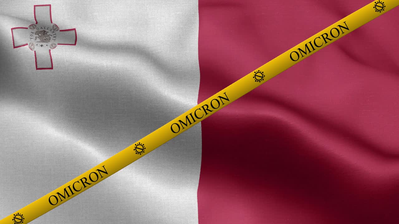 variante omicron y franja de prohibición en la bandera de malta - bandera de malta