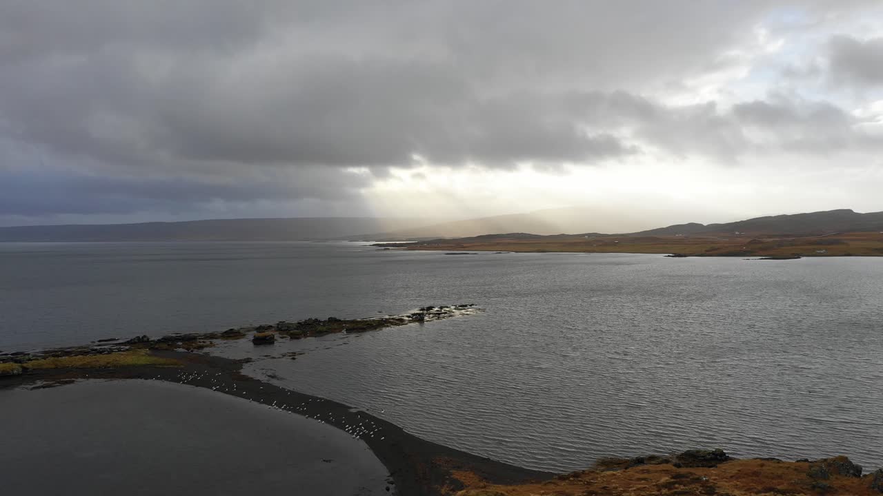 아이슬란드 레이캬비크 해안선의 조감도