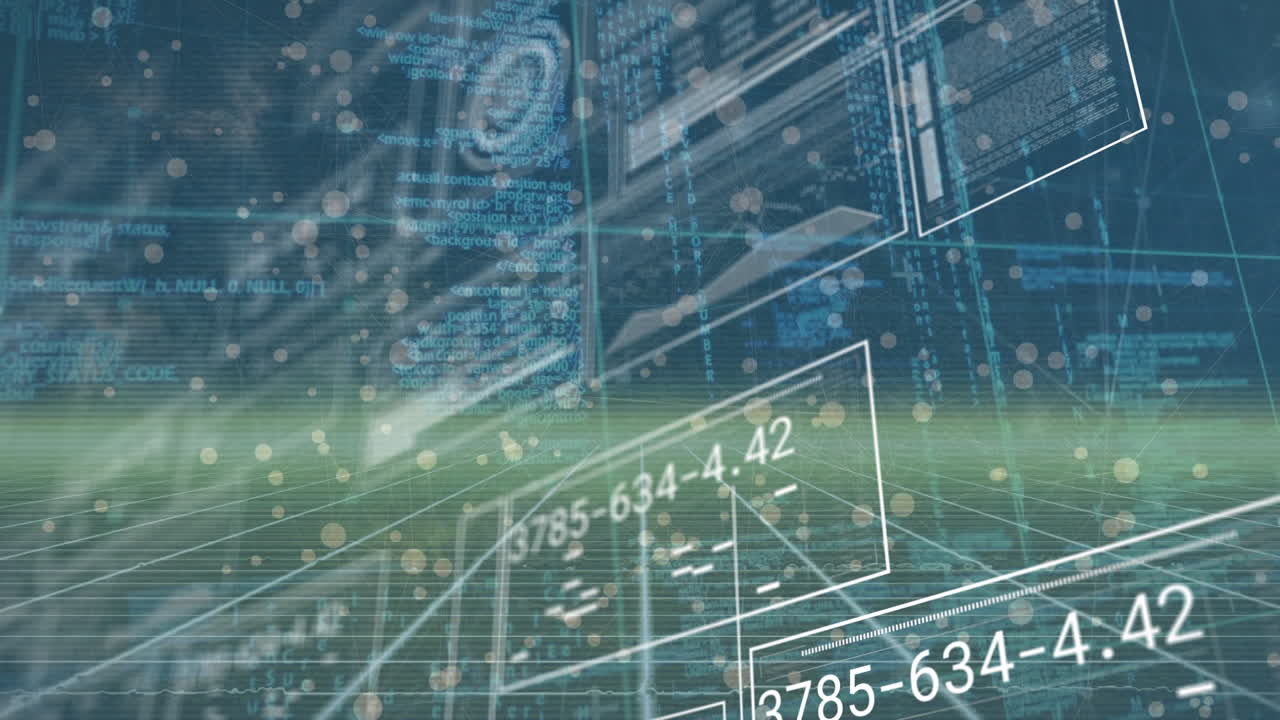 animación del procesamiento de datos y la red de conexiones sobre fondo negro