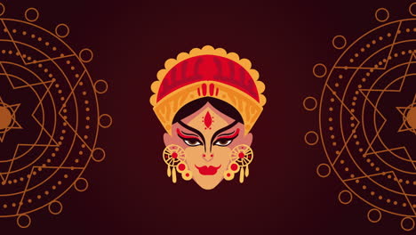 happy navratri animation with goddess head