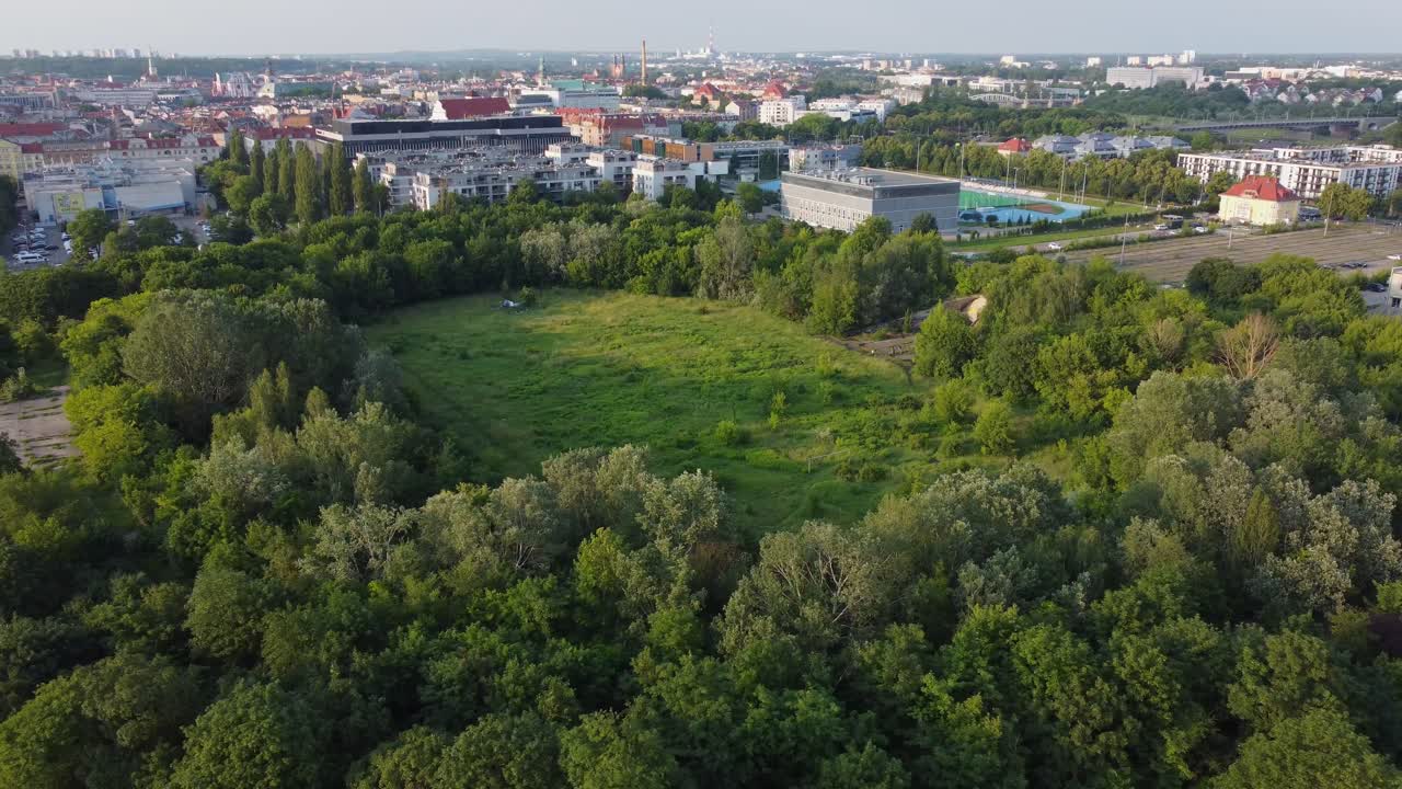 4K Drone video of abandoned football stadium in Poznan, Poland