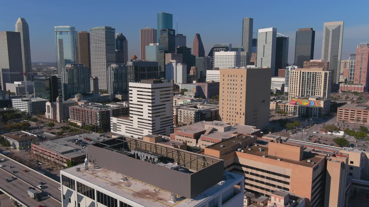 Veduta aerea del centro di Houston e dell'area circostante