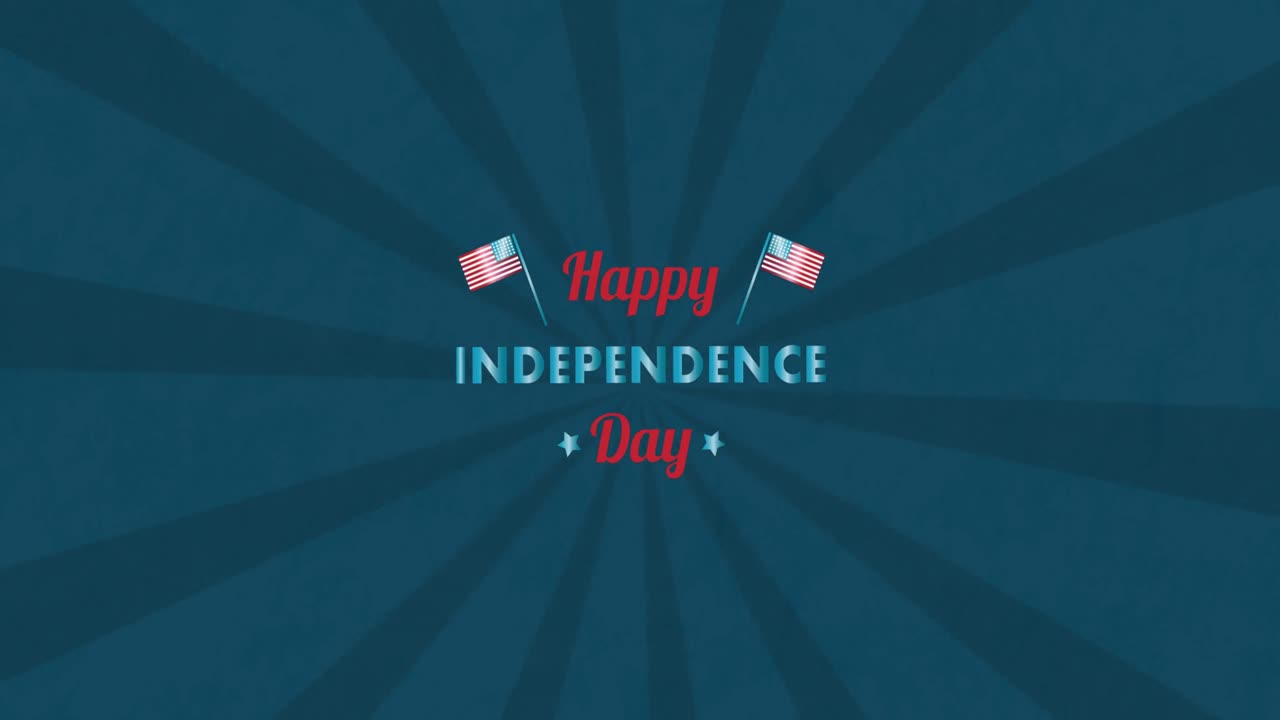 파란색 배경에 있는 독립기념일 텍스트의 애니메이션