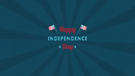 animation of independence day text on blue background