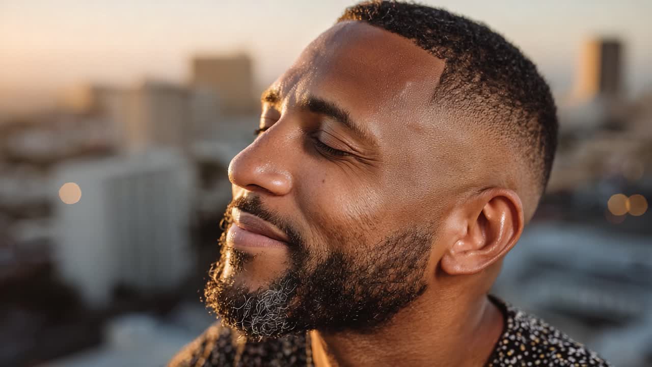 A Serene Moment: Capturing the Essence of Tranquility and Joy during Sunset, with a Man Reflecting on Life and Embracing the Beauty of the World Around Him