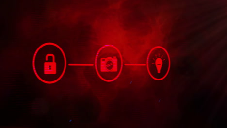 de iconos de conexión de red contra un fondo rojo