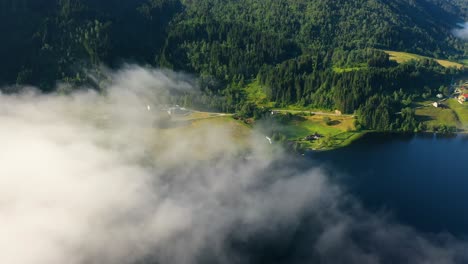 aerial footage beautiful nature norway over the clouds.