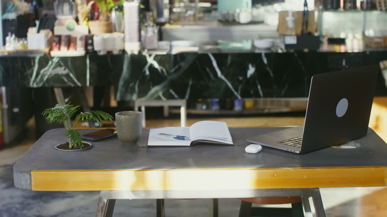 Modern Workspace in a Cafe